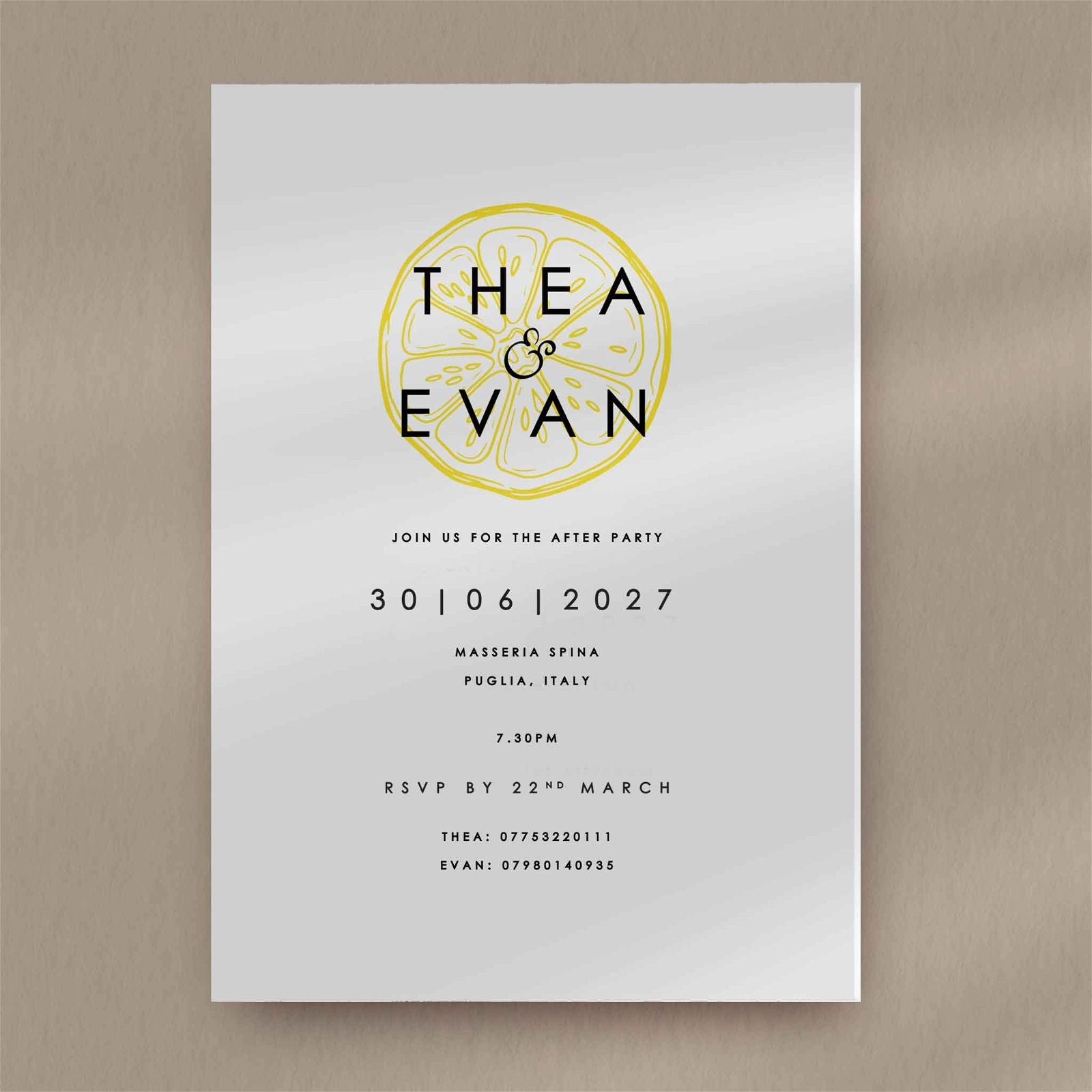 Thea Evening Invitation - Ivy and Gold Wedding Stationery