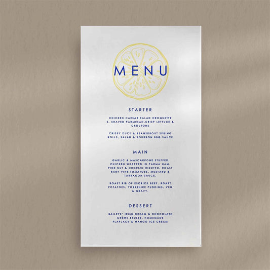 Thea Menu - Ivy and Gold Wedding Stationery