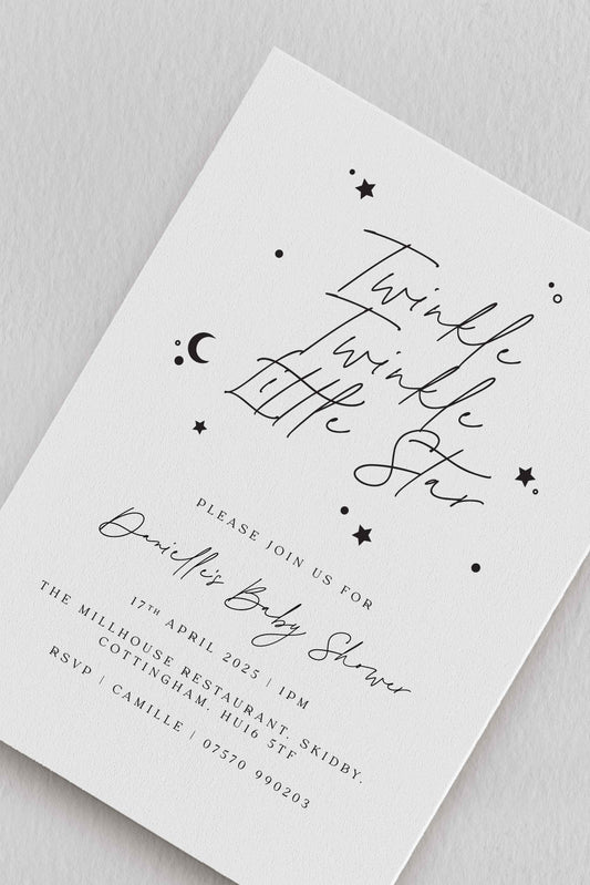 Twinkle, Twinkle Little Star Baby Shower Invitation - Ivy and Gold Wedding Stationery