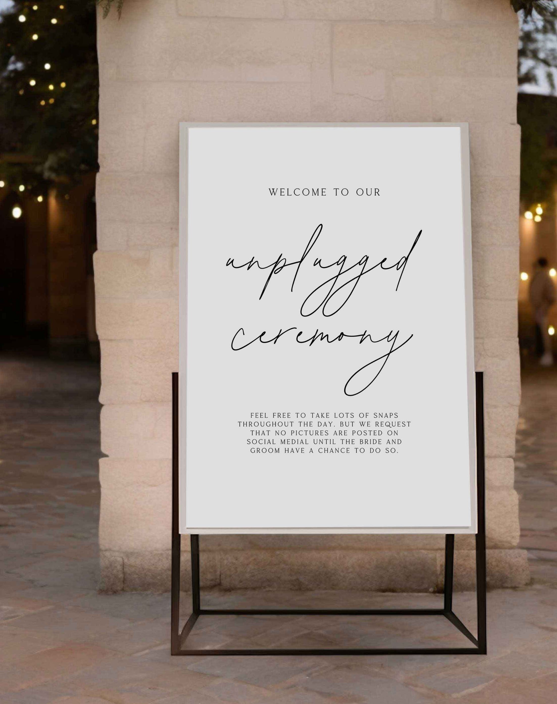 Unplugged Ceremony Sign - Ivy and Gold Wedding Stationery