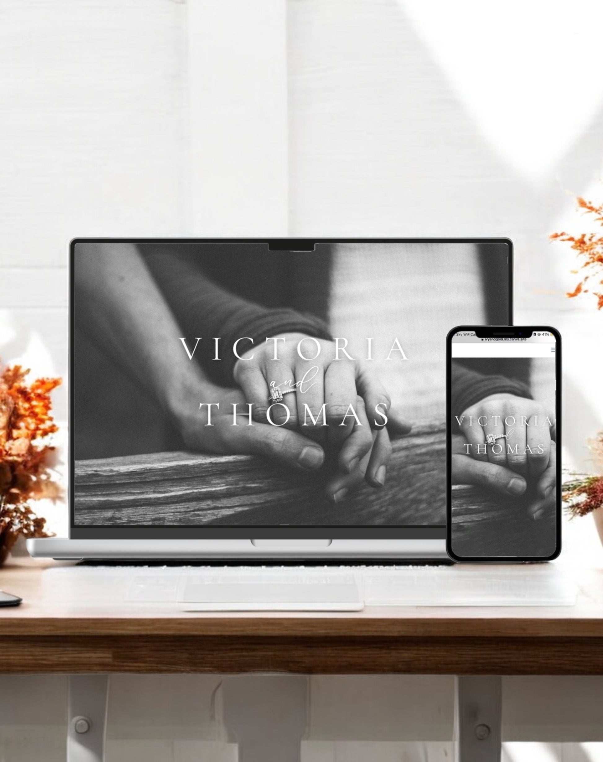 Victoria Wedding Website Template - Ivy and Gold Wedding Stationery