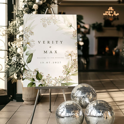 Verity Floral A1 Wedding Welcome Sign - Elegant Bloom