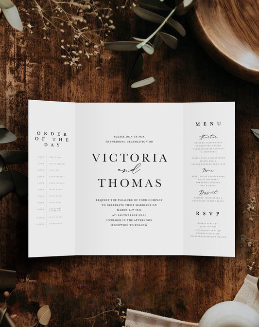 Victoria Formal Gatefold Invitation - Ivy and Gold Wedding Stationery