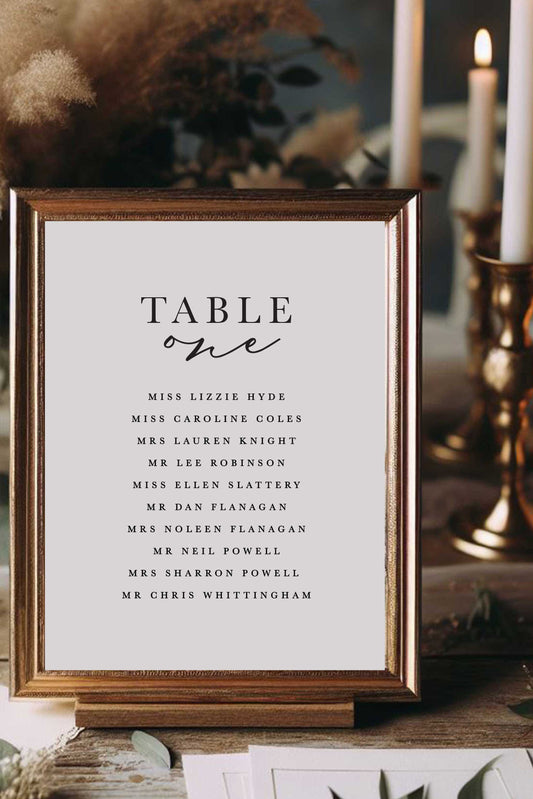 Victoria | Formal Seating Plan Card - Ivy and Gold Wedding Stationery