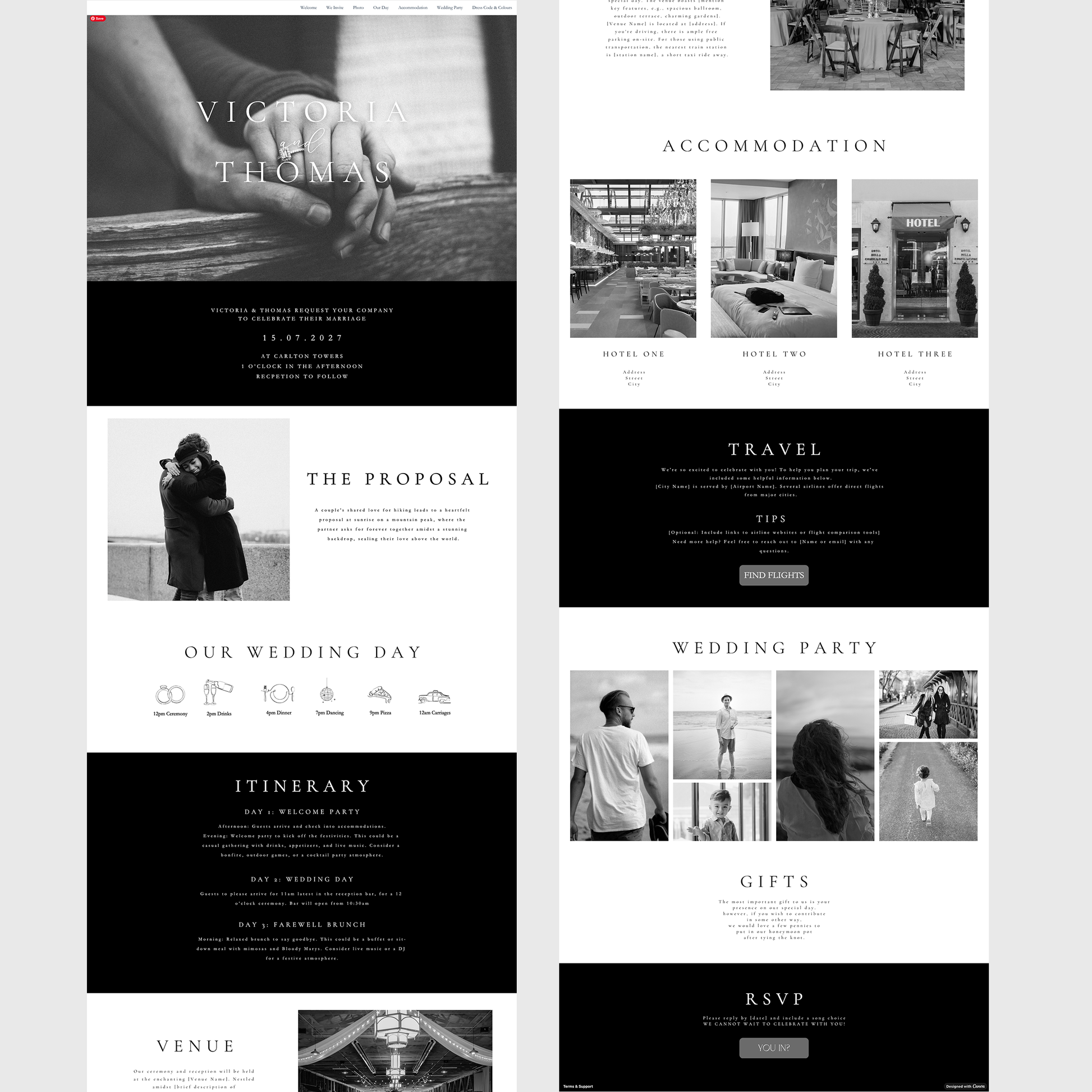 Victoria Wedding Website Template - Ivy and Gold Wedding Stationery