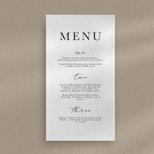 Victoria Menu - Ivy and Gold Wedding Stationery