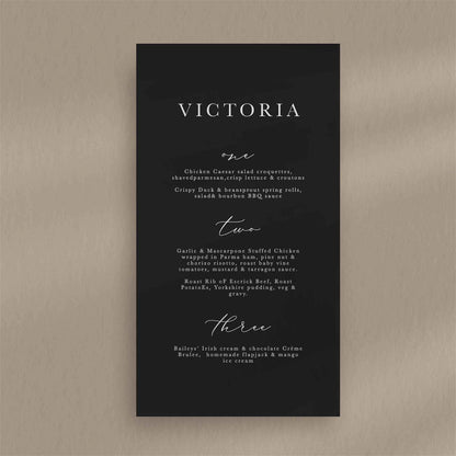 Victoria Menu - Ivy and Gold Wedding Stationery