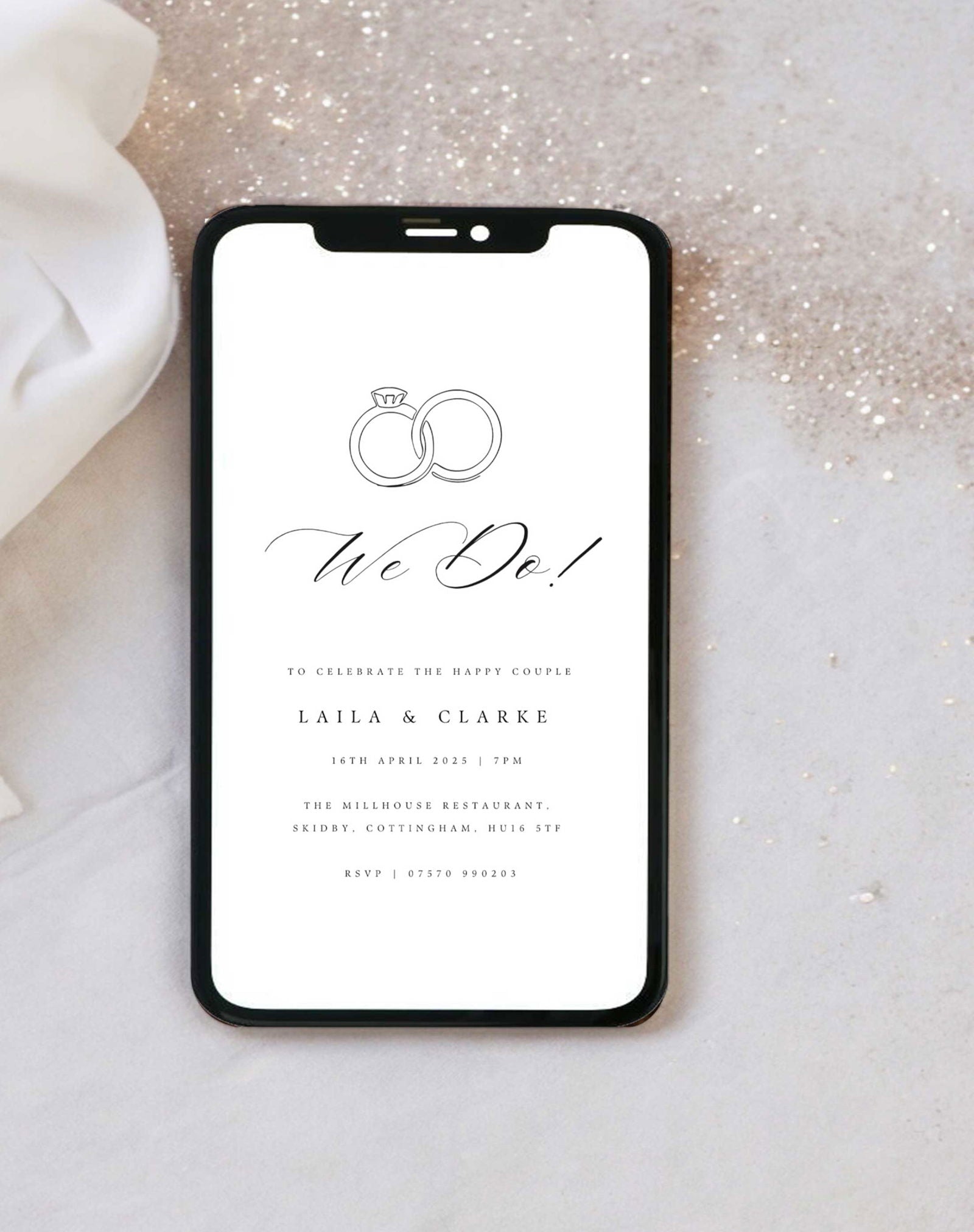 We Do Digital Engagement Party Invitation - Ivy and Gold Wedding Stationery