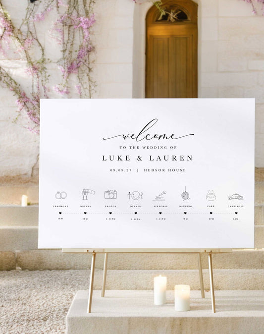 Wedding Day Timeline Sign - Ivy and Gold Wedding Stationery