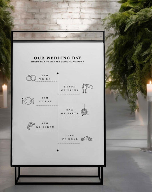 Wedding Timeline Sign - Ivy and Gold Wedding Stationery