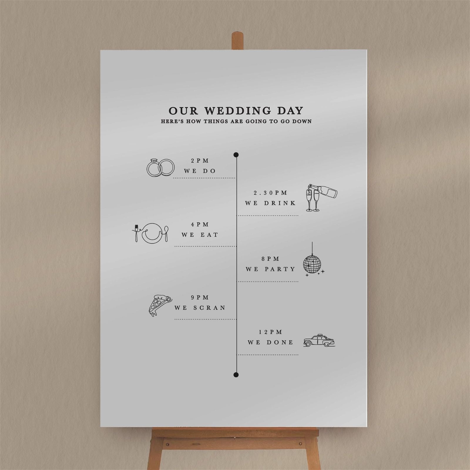 Wedding Timeline Sign - Ivy and Gold Wedding Stationery