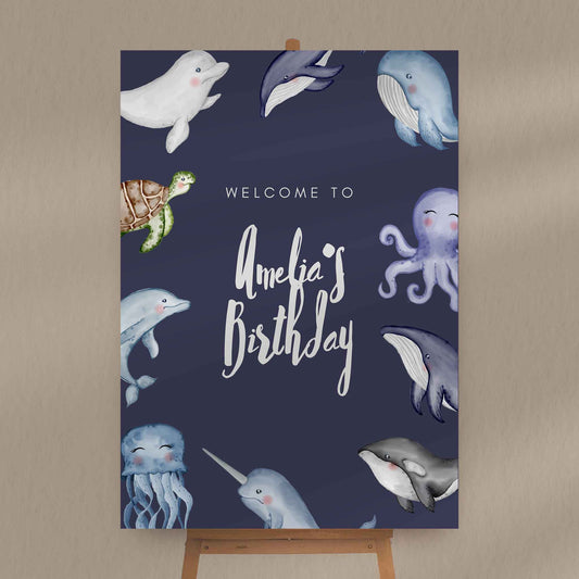 Whales Birthday Sign