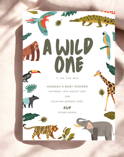 Wild One Baby Shower Invitation & Digital Template Bundle