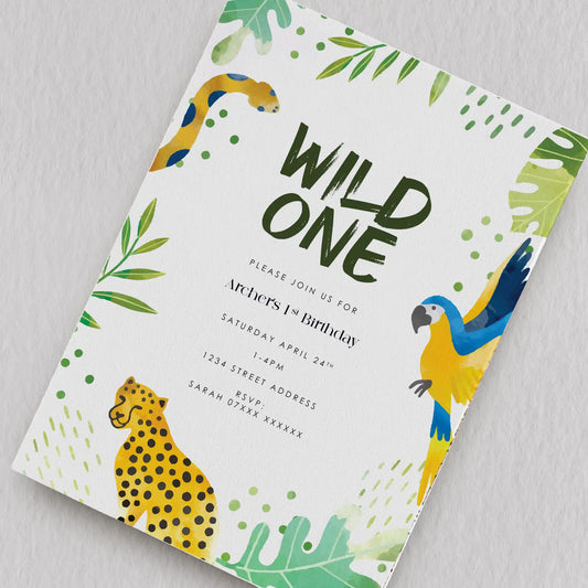 Safari Wild One Birthday Invitation
