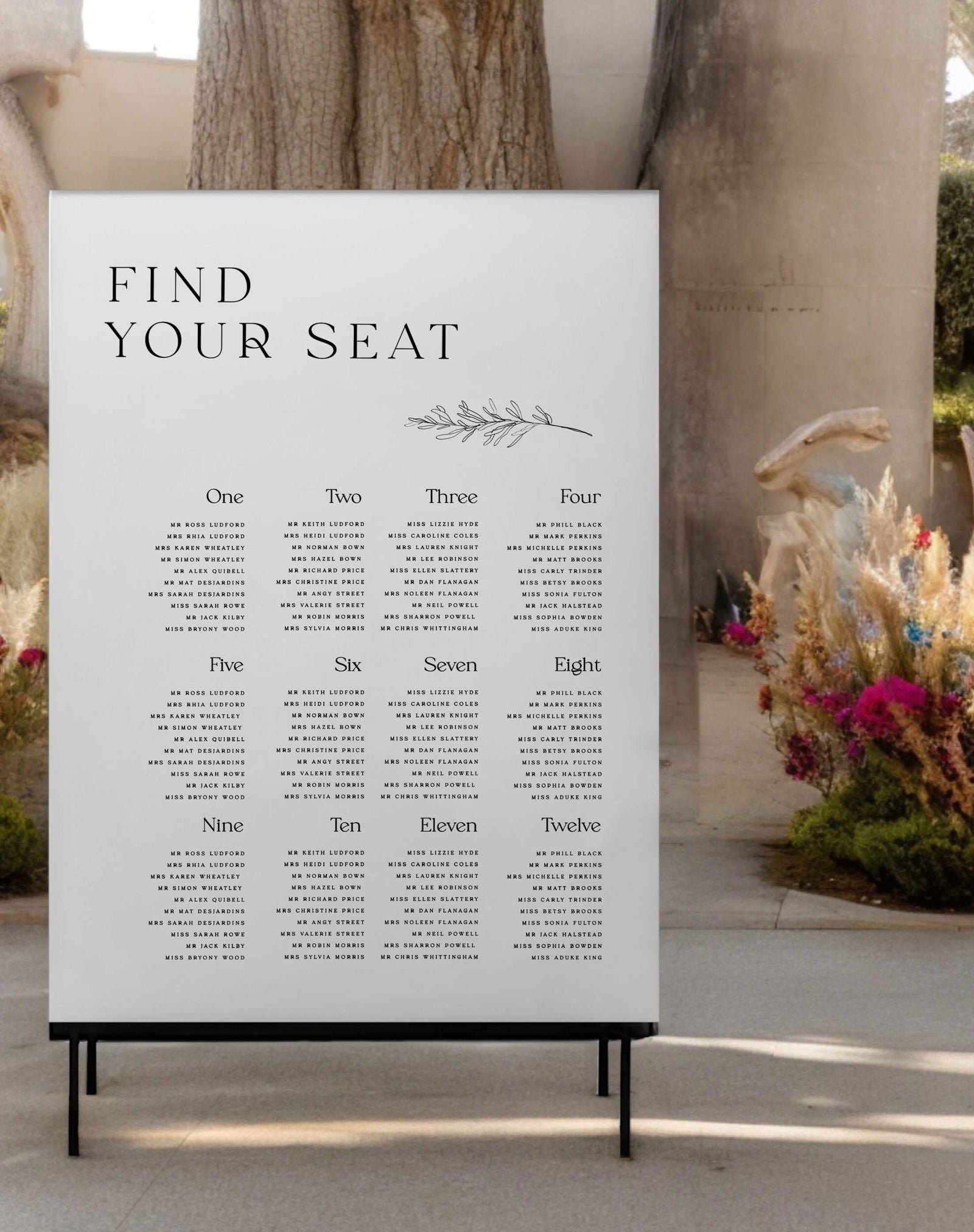 Willow | Botanical Seating Plan - Ivy and Gold Wedding Stationery