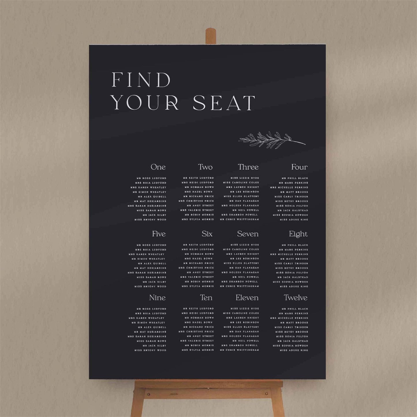 Willow | Botanical Seating Plan - Ivy and Gold Wedding Stationery