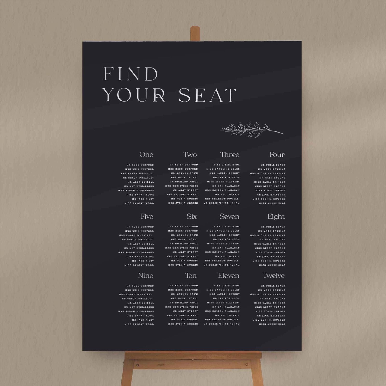 Willow | Botanical Seating Plan - Ivy and Gold Wedding Stationery