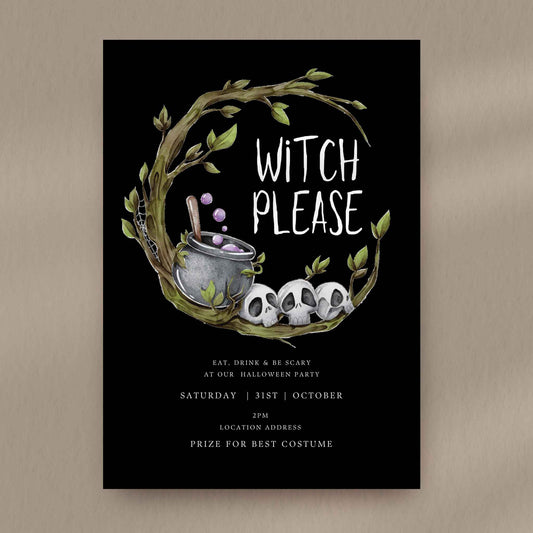 Witch Please Halloween Party Invite
