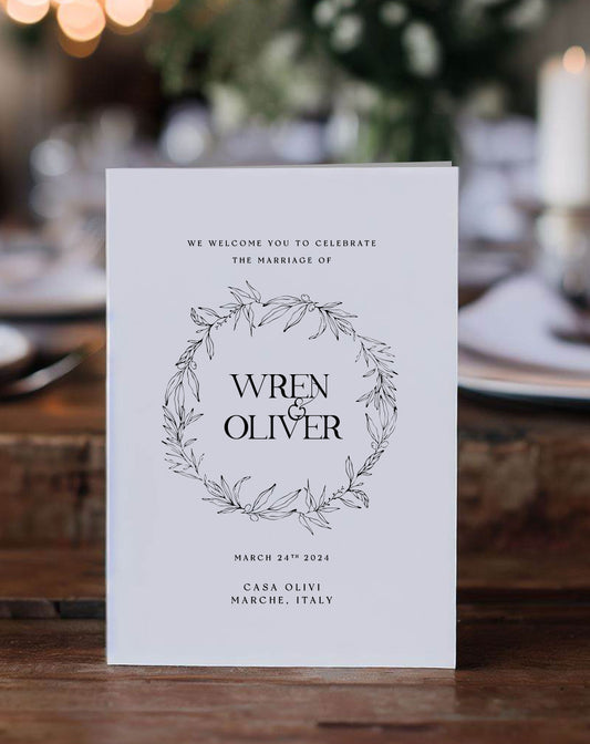 Wren | Foliage Order Of Service - Ivy and Gold Wedding Stationery