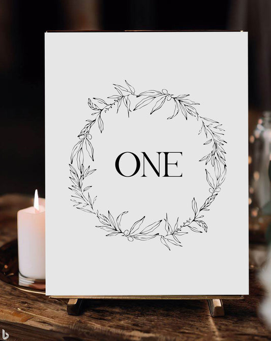 Wren Foliage Table Number - Ivy and Gold Wedding Stationery