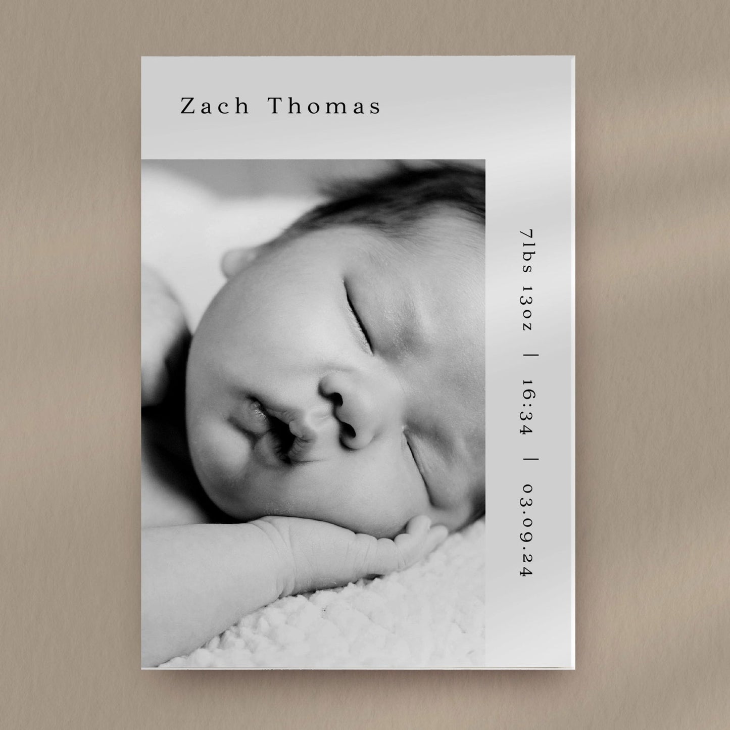 Zach Baby Announcement Card - Ivy and Gold Wedding Stationery