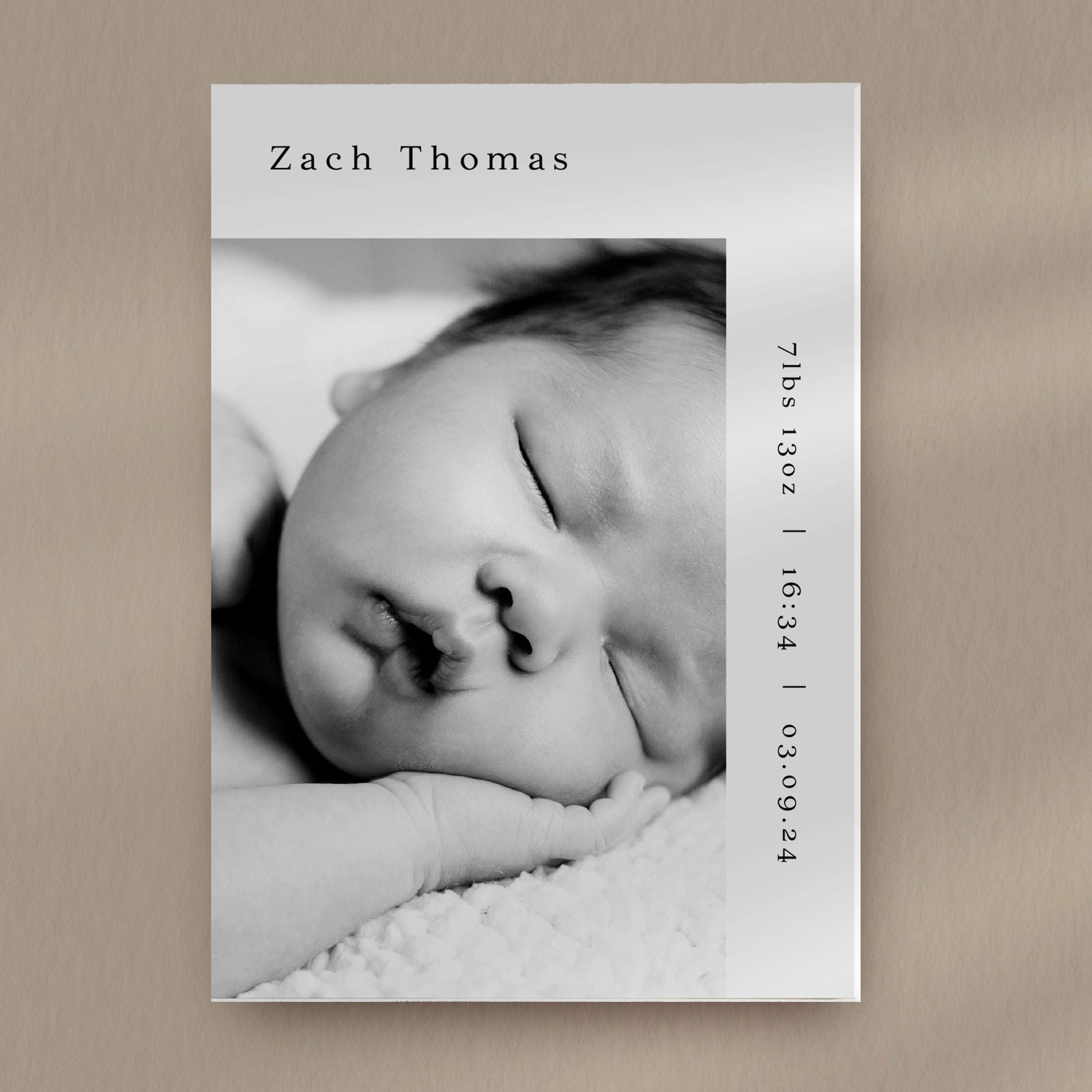 Zach Baby Announcement Card - Ivy and Gold Wedding Stationery