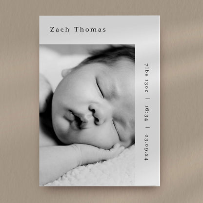 Zach Baby Announcement Card - Ivy and Gold Wedding Stationery