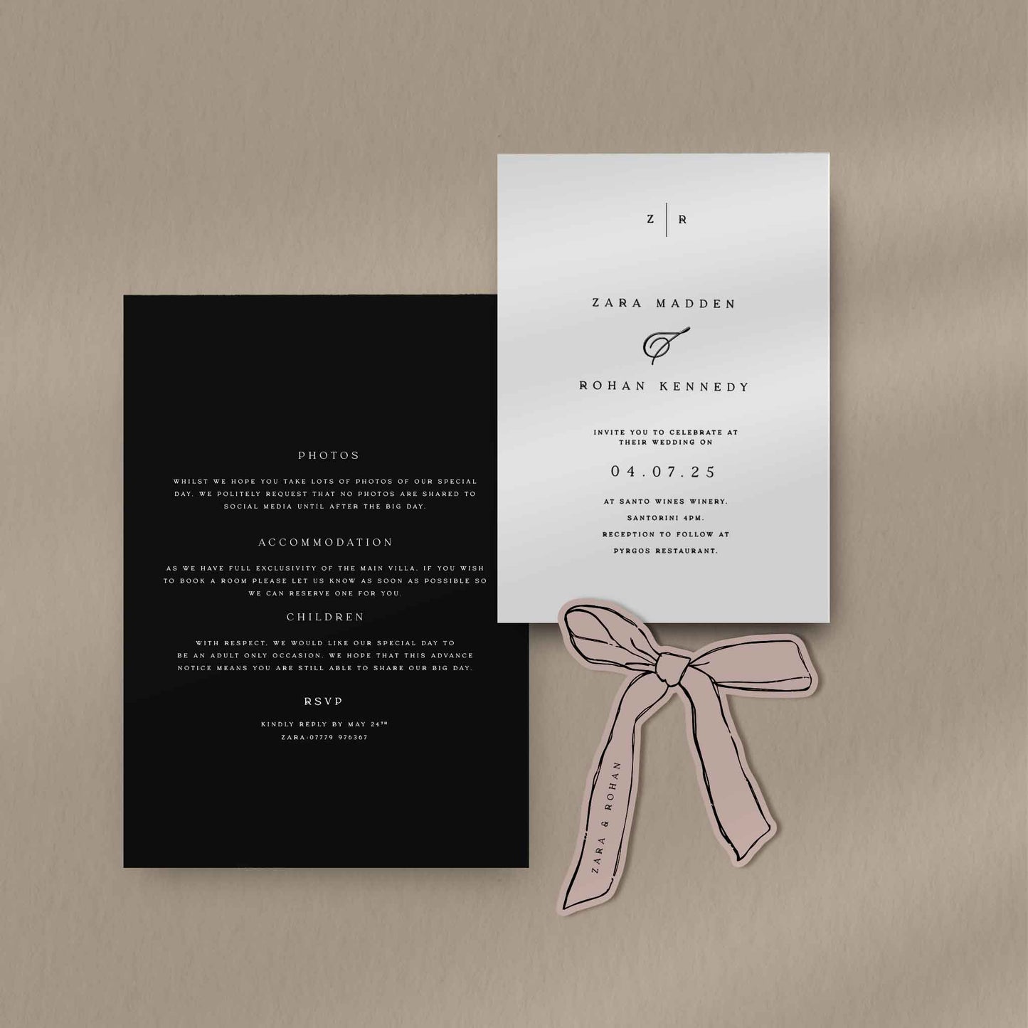 Zara Invitation Set  Ivy and Gold Wedding Stationery   
