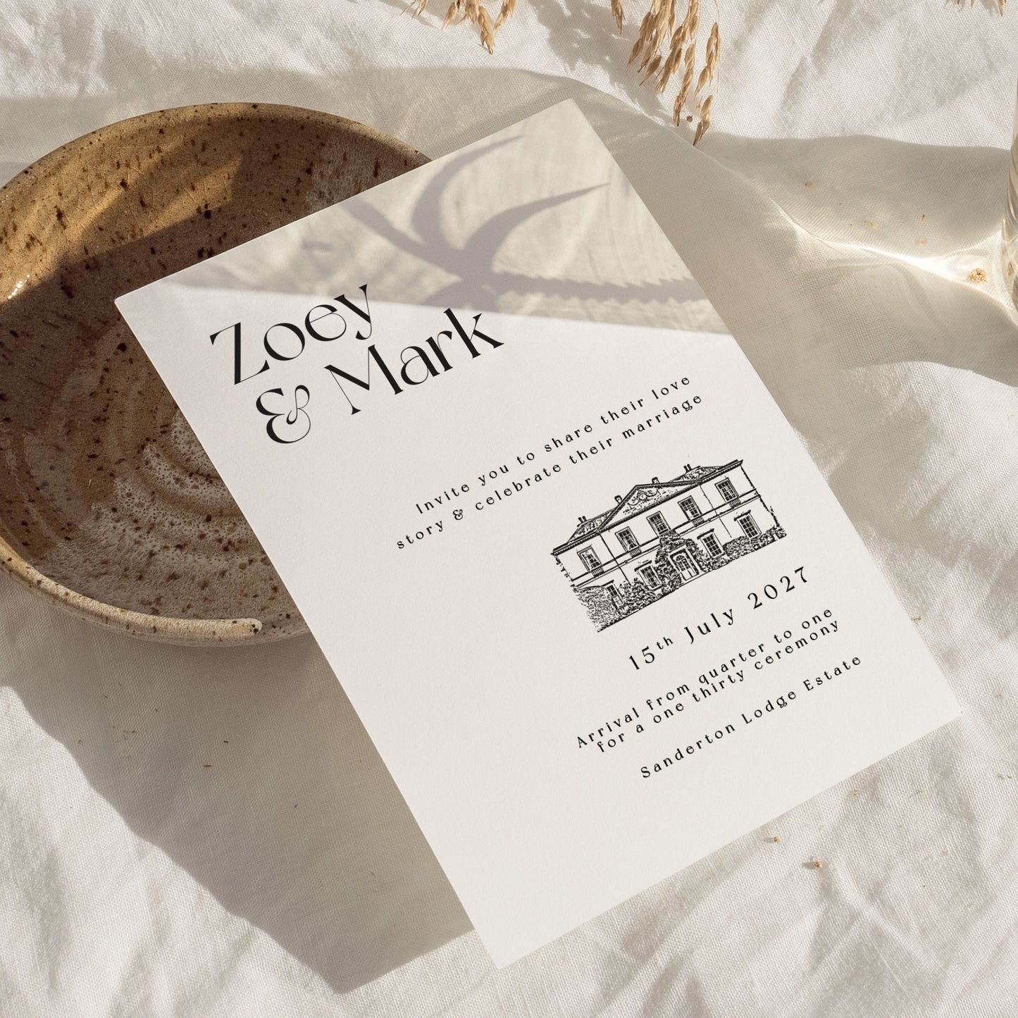 Zoey Venue Illustration Wedding Invitation