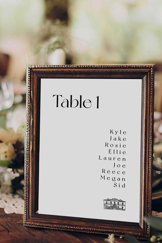 Zoey | Illustrated Venue Seating Plan Card - Ivy and Gold Wedding Stationery