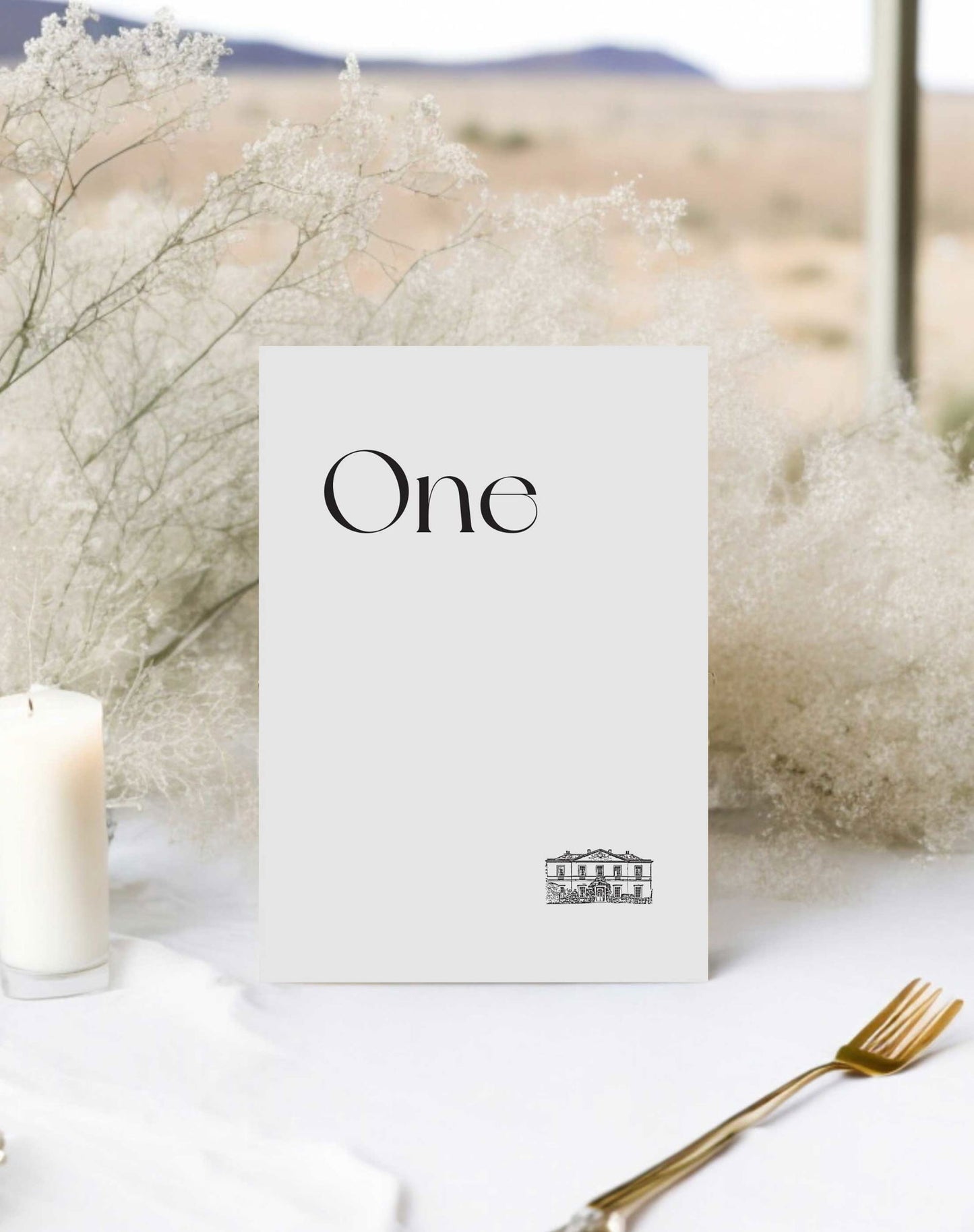 Zoey | Illustrated Venue Table Number - Ivy and Gold Wedding Stationery