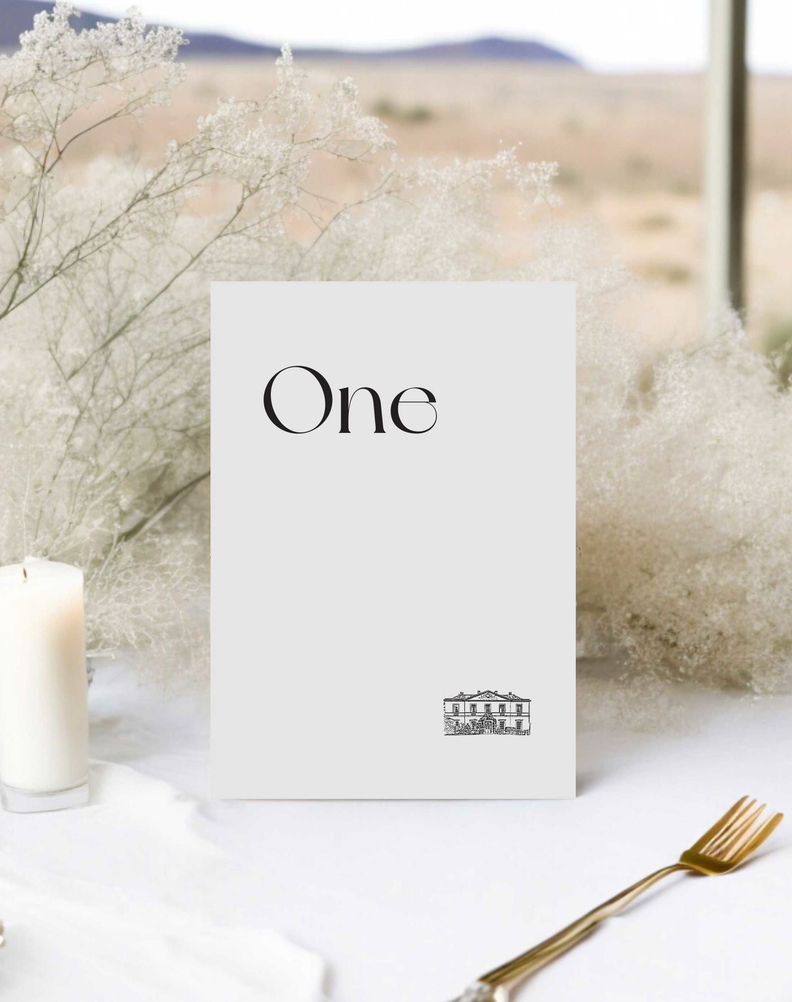 Zoey | Illustrated Venue Table Number - Ivy and Gold Wedding Stationery