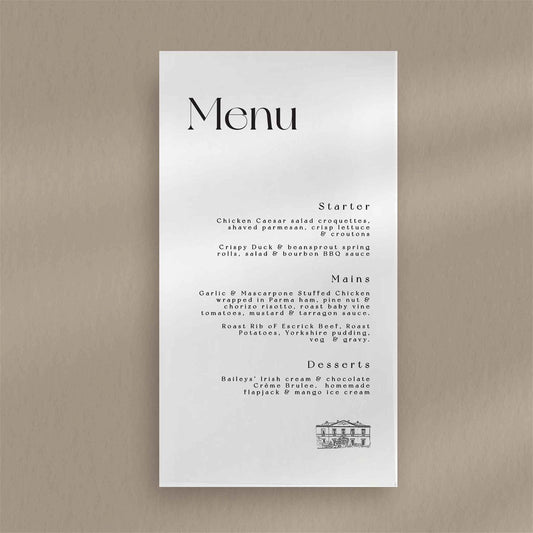 Zoey Menu - Ivy and Gold Wedding Stationery