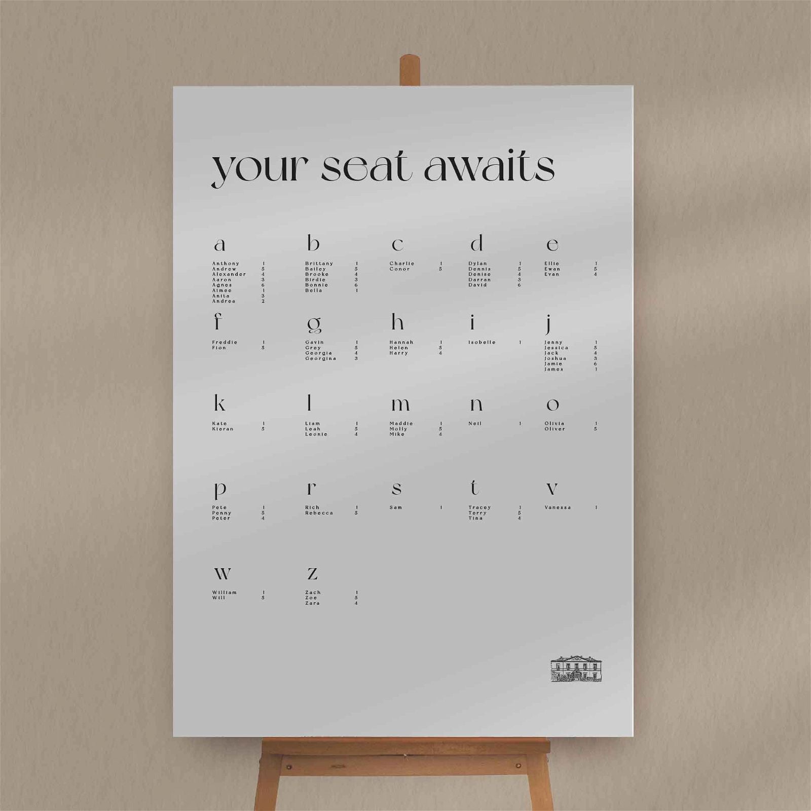 Zoey | Venue Illustration Seating Plan - Ivy and Gold Wedding Stationery