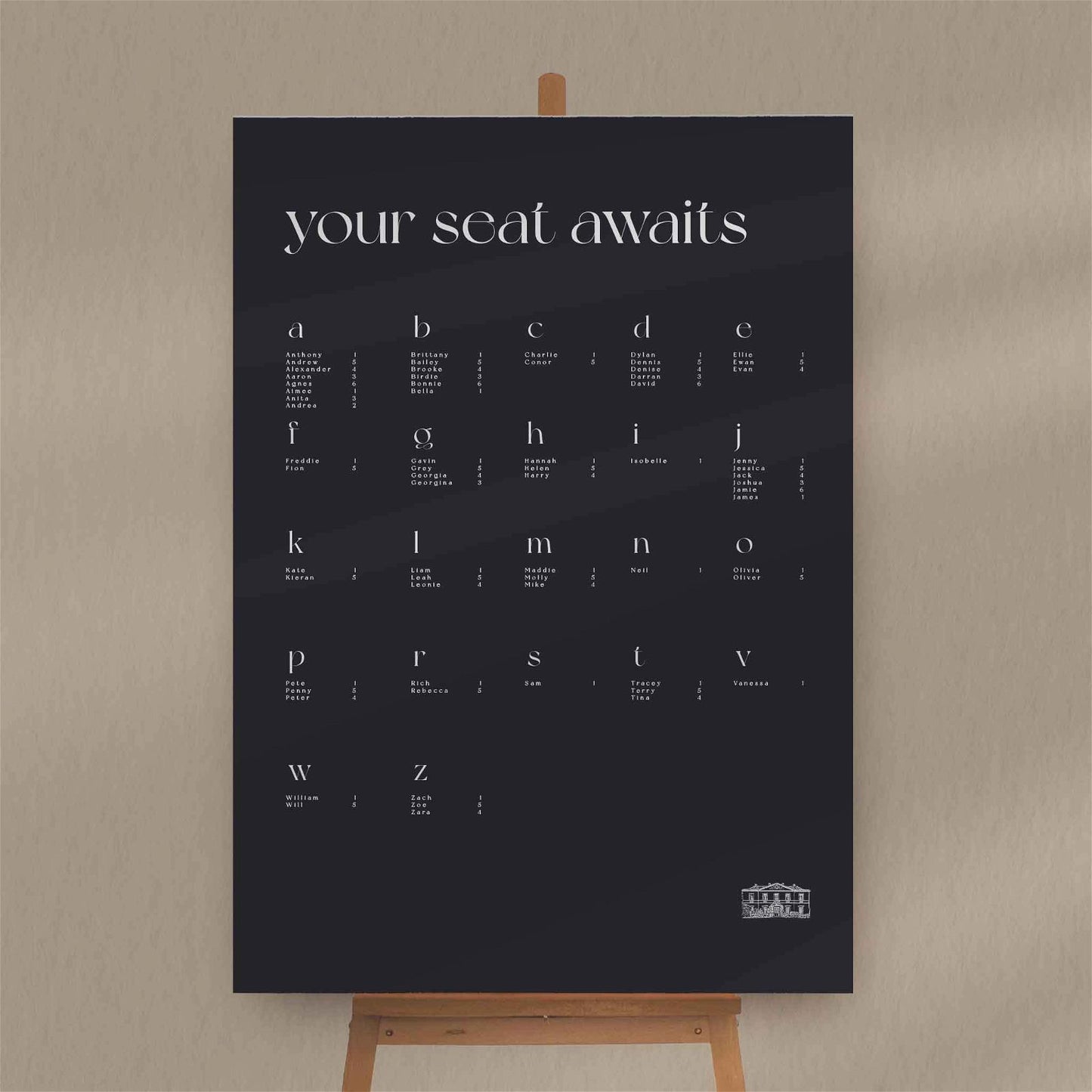 Zoey | Venue Illustration Seating Plan - Ivy and Gold Wedding Stationery