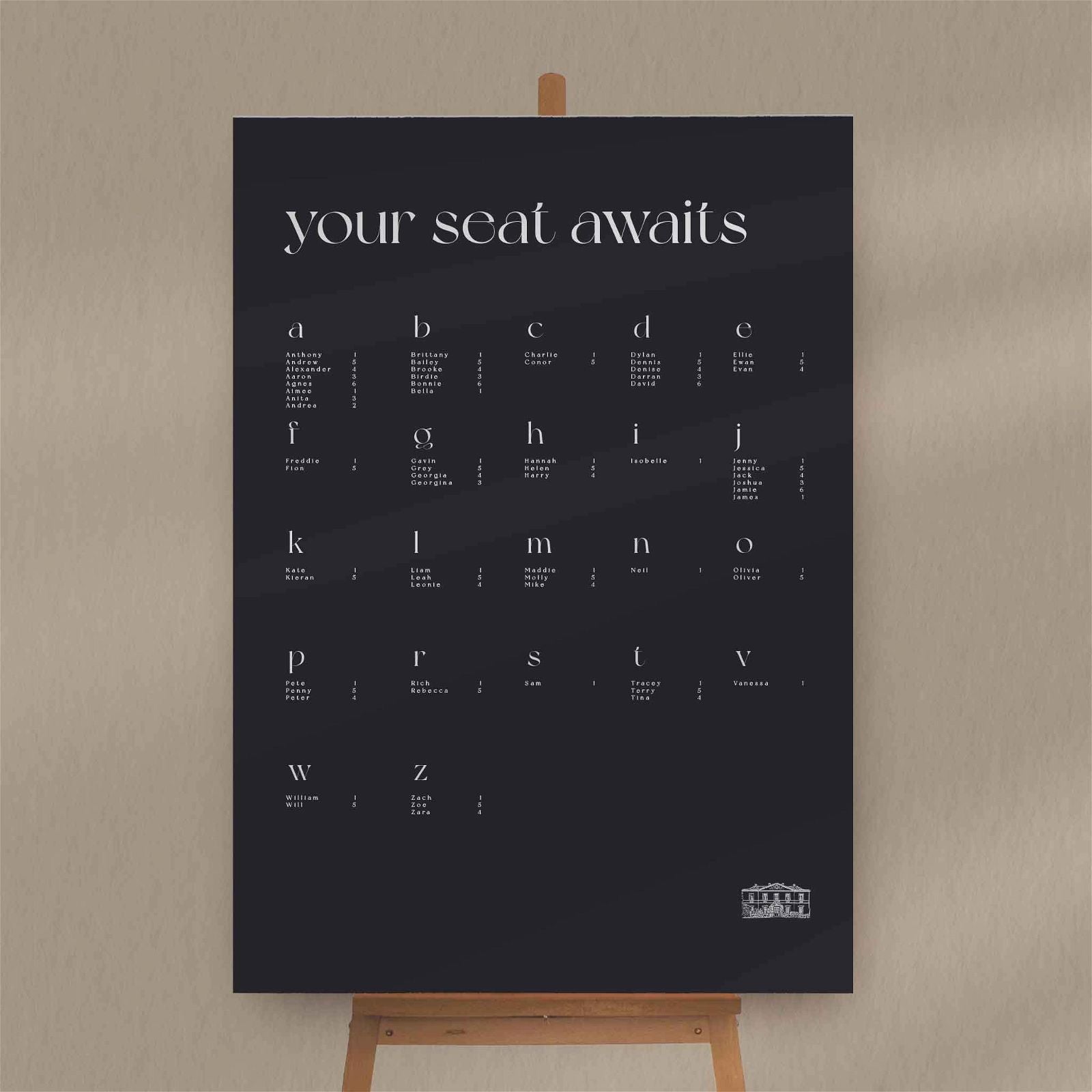 Zoey | Venue Illustration Seating Plan - Ivy and Gold Wedding Stationery