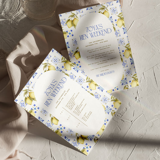 Zoya Italian Lemon Hen Itinerary Digital Template Set
